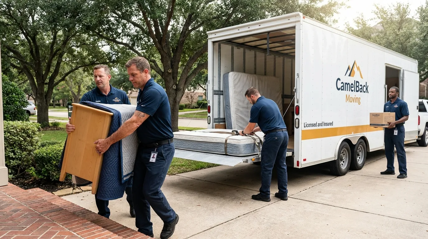 Crew loading residential truck for cross-state move from Saint George, UT