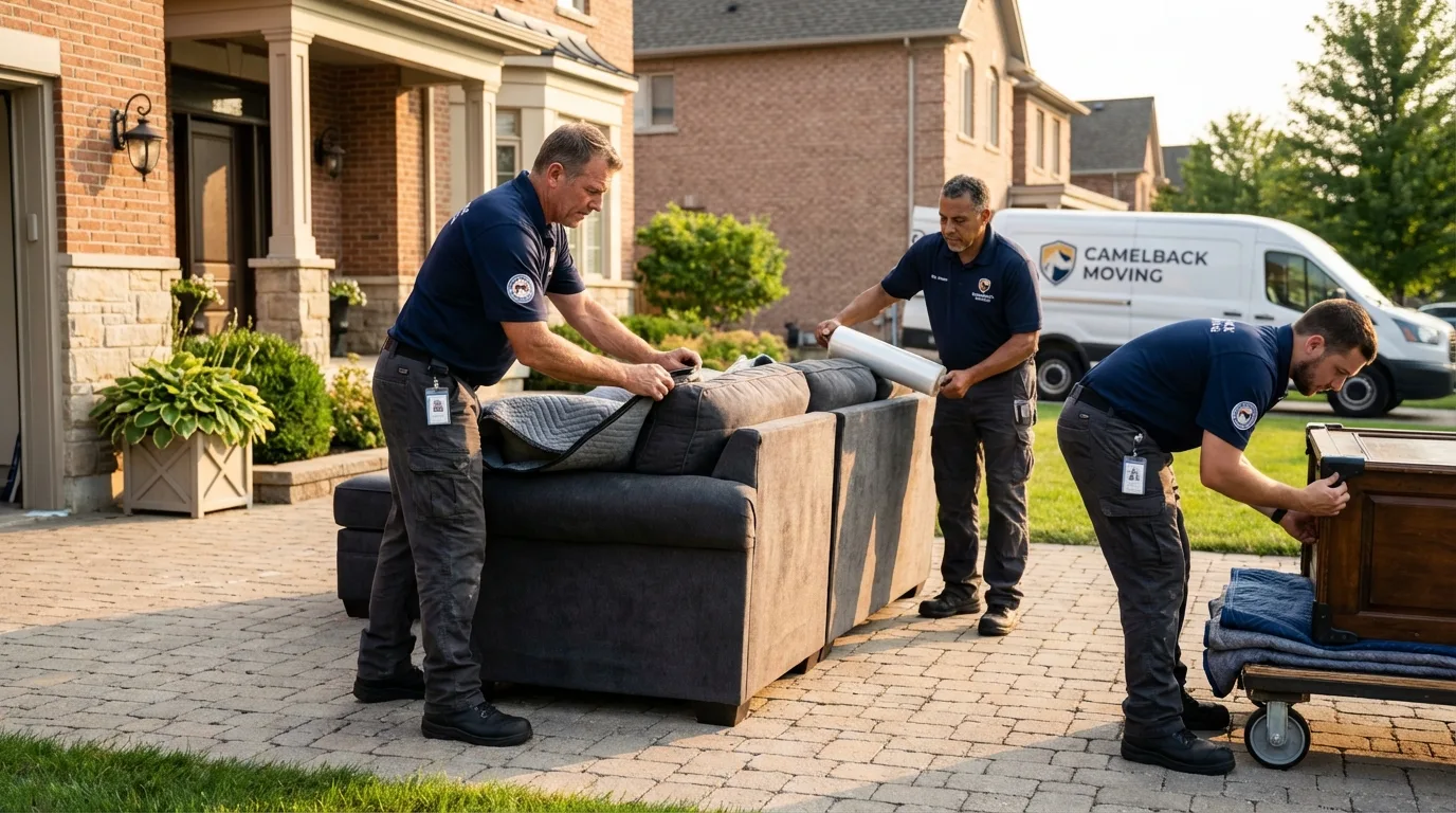 Large estate moving crew wrapping furniture in Saint George, UT