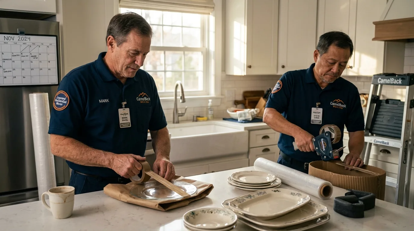 Professional crew packing kitchen dishware in Saint George, UT